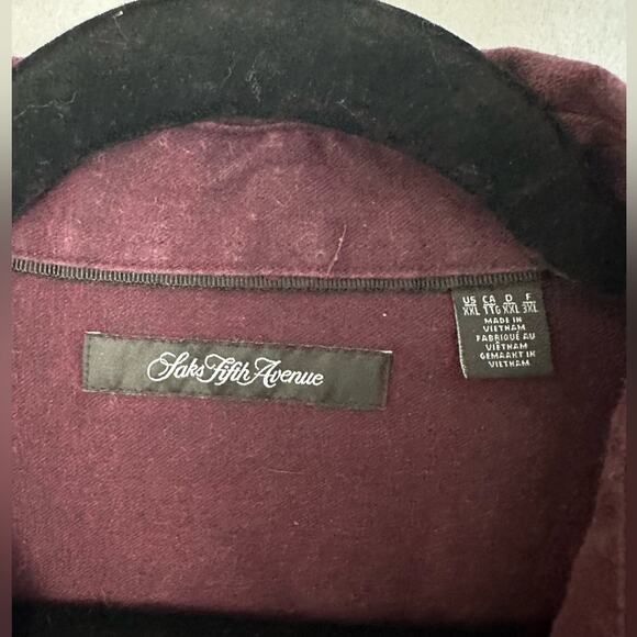 Saks Fifth Avenue Burgundy Button Up Long Sleeve Shirt Mens Size XXL - Picture 3 of 6